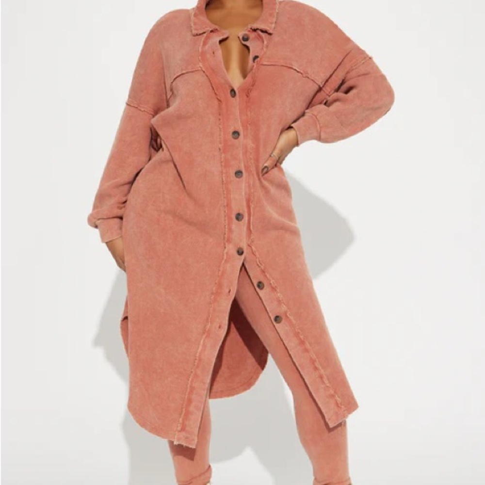 Rust Button-Up Long Cardigan